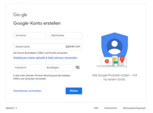 Für die Nutzung der Google-Dienste braucht Ihr einen eigenen (oder einen Unternehmens-) Google-Account.