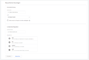 Die meisten Informationen dienen lediglich des Organisierens und Wiederkennens in Eurem Google Tag Manager.